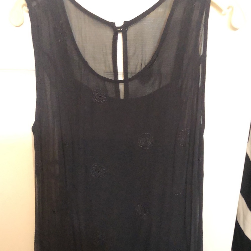 Jasmine size medium black layered sleeveless dress w/ sheer embroidered layer